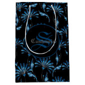 Sac Cadeau Moyen Floral Monogramme Blue Shimmer (Devant)