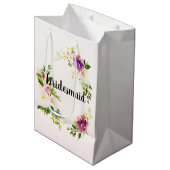 Sac Cadeau Moyen Floral rose de Bourgogne (Devant Angle)