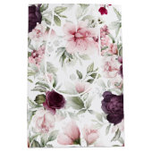 Sac Cadeau Moyen Floral rose et bourgogne 80e anniversaire (Devant)