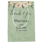 Sac Cadeau Moyen Flore Beige Blush sur Mariage vert (Devant)