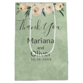 Sac Cadeau Moyen Flore Beige Blush sur Mariage vert (Dos)