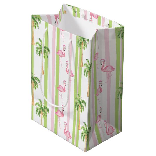 Sac Cadeau Moyen Florida Christmas Flamingo in Santa Hat (Devant Angle)