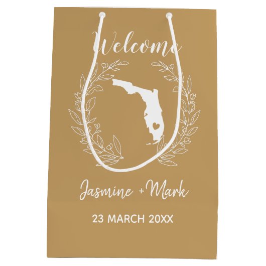 Sac Cadeau Moyen Florida State Silhouette Mariage Anniversaire (Dos)