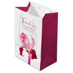 Sac Cadeau Moyen Flower girl merci mariage iris rouge faveur