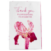 Sac Cadeau Moyen Flower girl merci mariage iris rouge faveur (Devant)