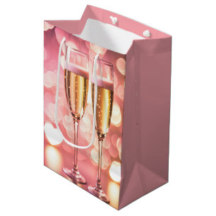 Sac Cadeau Moyen Flutes de Champagne Anniversaire