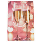 Sac Cadeau Moyen Flutes de Champagne Anniversaire (Devant)