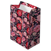 Sac Cadeau Moyen Fond floral foncé (Devant Angle)
