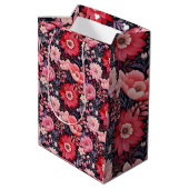 Sac Cadeau Moyen Fond floral foncé (Dos Angle)