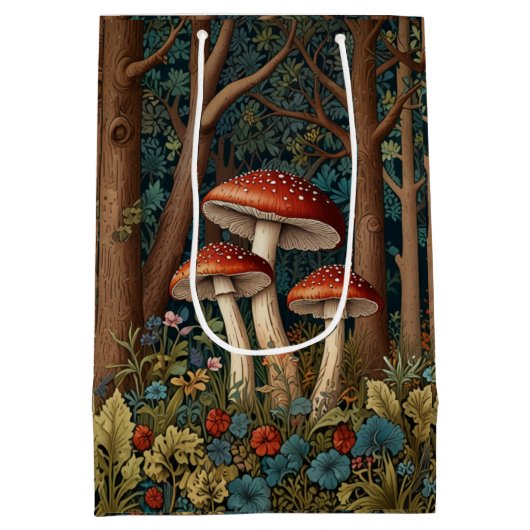 Sac Cadeau Moyen Forêt de champignons rétro (Dos)