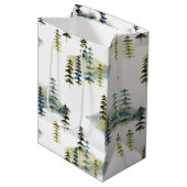 Sac Cadeau Moyen Forêt de pins aquarelle moderne (Devant Angle)