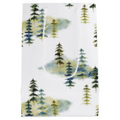 Sac Cadeau Moyen Forêt de pins aquarelle moderne (Dos)