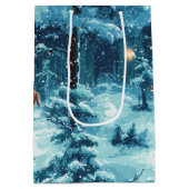 Sac Cadeau Moyen Forêt de pixels d'hiver (Dos)