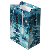 Sac Cadeau Moyen Forêt de pixels d'hiver (Dos Angle)