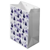 Sac Cadeau Moyen Forêt neigeuse Noël pourpre (Dos Angle)