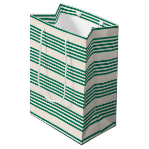 Sac Cadeau Moyen Forêt vert et beige cinq bandes motif