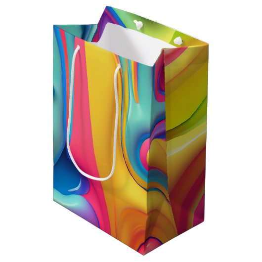 Sac Cadeau Moyen Formes en plastique arc-en-ciel (Devant Angle)
