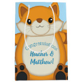 Sac Cadeau Moyen Fox Baby shower bleu (Devant)