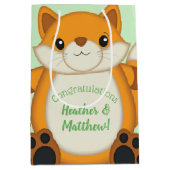 Sac Cadeau Moyen Fox Baby shower Green (Devant)