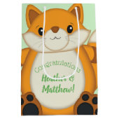 Sac Cadeau Moyen Fox Baby shower Green (Dos)
