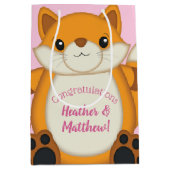 Sac Cadeau Moyen Fox Baby shower rose (Devant)