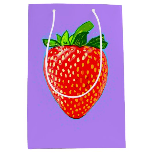 Sac Cadeau Moyen Fraise juteuse en style pop art (Devant)