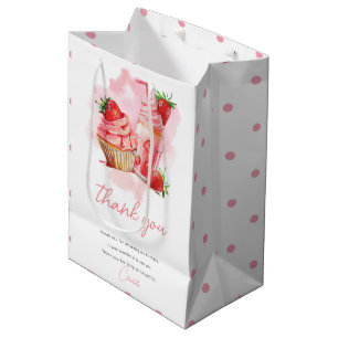 Sac Cadeau Moyen Fraise Milkshake Anniversaire Photo personnalisée