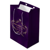Sac Cadeau Moyen Frame Profond Purple & Couronne Or (Devant Angle)