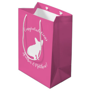 Sac Cadeau Moyen Français Baby shower Buldog Français Rose
