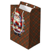 Sac Cadeau Moyen Fraser Red Weathered Scottish Tartan Christmas  (Dos Angle)