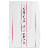 Sac Cadeau Moyen French Christmas Joyeux Noël Red Stripe (Dos)
