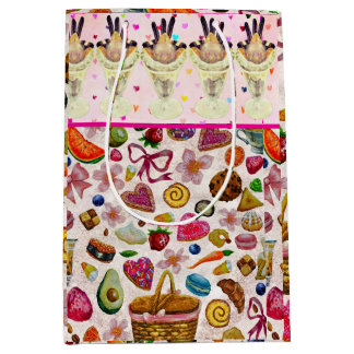 Sac Cadeau Moyen Friandises de pâtisserie mignonnes