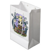 Sac Cadeau Moyen Frog Skeleton Playing Ukulele with Ghosts (Devant Angle)