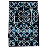 Sac Cadeau Moyen Froid -bleu turquoise blanc hiver et perle inspiré (Devant)