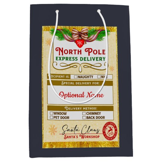Sac Cadeau Moyen From Santa North Pole Express Naughty or Nice (Devant)