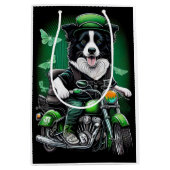 Sac Cadeau Moyen Frontière Collie Chien Conduite Vélo St. Patrick's (Devant)