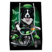 Sac Cadeau Moyen Frontière Collie Chien Conduite Vélo St. Patrick's (Dos)