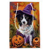 Sac Cadeau Moyen Frontière éffrayante Collie Halloween Sorcière Et (Devant)