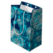 Sac Cadeau Moyen Frosty Blue Snowflake Bubbles Holiday (Dos Angle)