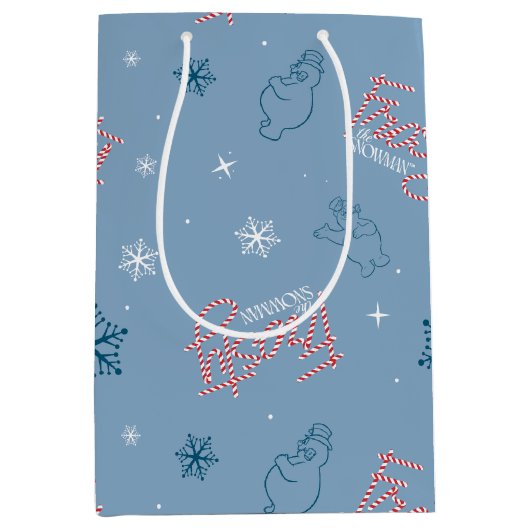Sac Cadeau Moyen Frosty Snowman Blue Snowflake Motif (Devant)