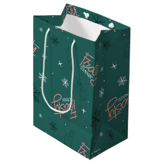 Sac Cadeau Moyen Frosty Snowman Green Snowflake Motif