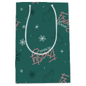 Sac Cadeau Moyen Frosty Snowman Green Snowflake Motif (Devant)