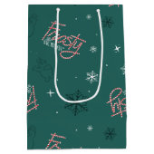Sac Cadeau Moyen Frosty Snowman Green Snowflake Motif (Dos)