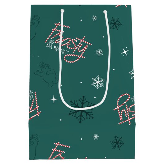 Sac Cadeau Moyen Frosty Snowman Green Snowflake Motif (Dos)