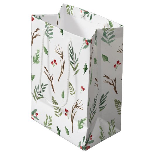 Sac Cadeau Moyen Fruit simple Pinecone de la forêt Noël (Devant Angle)