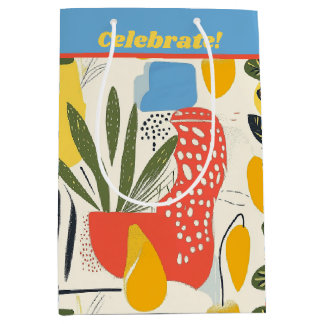 Sac Cadeau Moyen Fuavisme Style Coloris Vibrants Pot Jardin