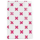 Sac Cadeau Moyen Fuchsia croix sur le blanc (Devant)