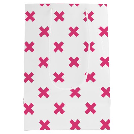 Sac Cadeau Moyen Fuchsia croix sur le blanc (Dos)