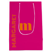 Sac Cadeau Moyen Fuchsia & orange custom initial name modern (Dos)
