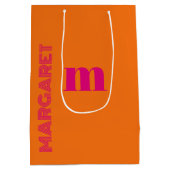 Sac Cadeau Moyen Fuchsia & orange custom initial name modern (Dos)